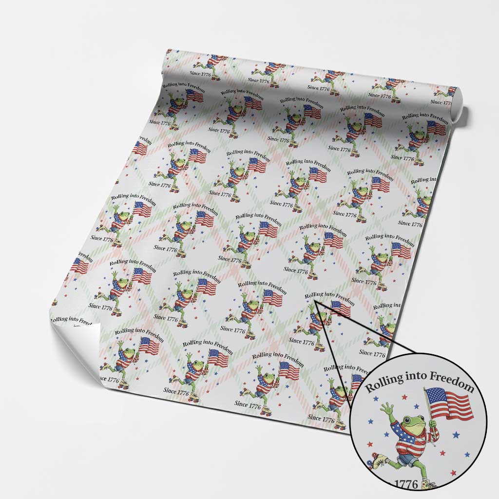Funny Patriotic Frog Wrapping Paper Roll Rolling Into Freedom Since 1776 TS12 Christmas Plaid Print Your Wear