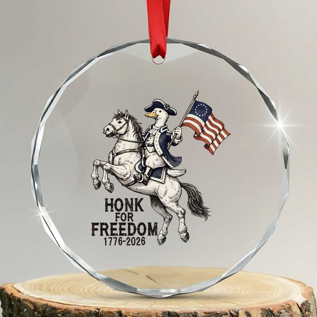 Funny Patriotic Goose Cowboy Crystal Glass Ornament Honk For Freedom TS12 Transparent Glass 3'' Circle Print Your Wear
