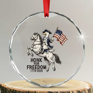 Funny Patriotic Goose Cowboy Crystal Glass Ornament Honk For Freedom TS12 Transparent Glass 3'' Circle Print Your Wear