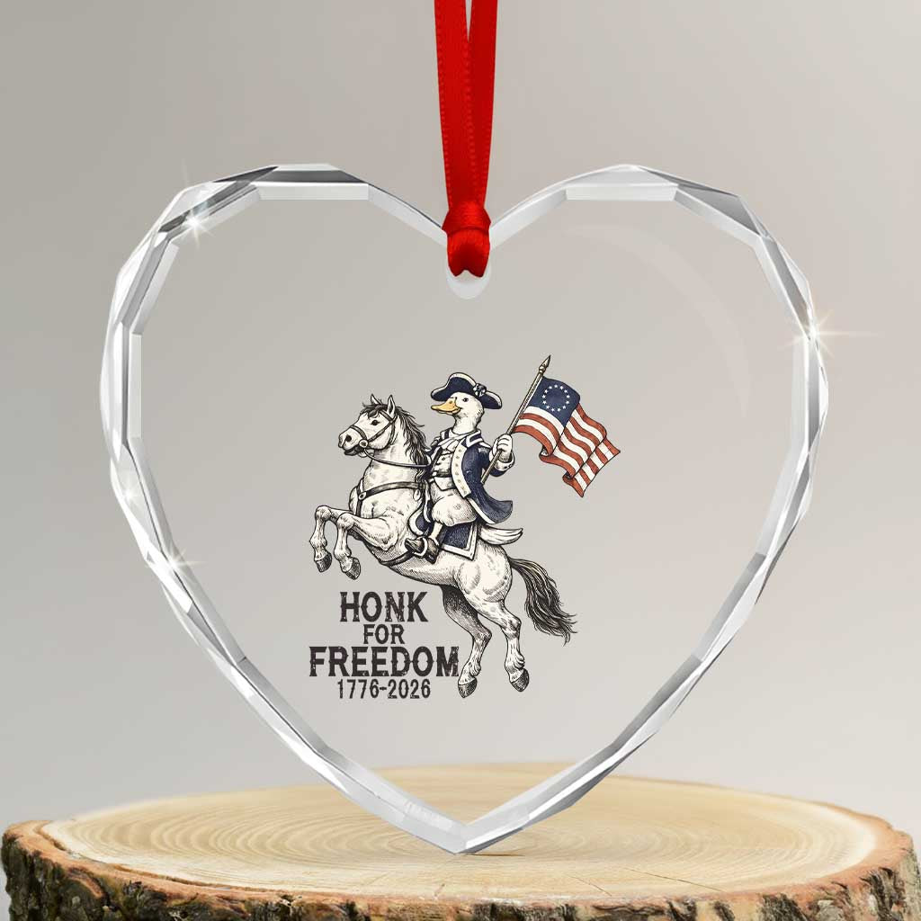 Funny Patriotic Goose Cowboy Heart Crystal Glass Ornament Honk For Freedom TS12 Transparent Glass 3'' Heart Print Your Wear