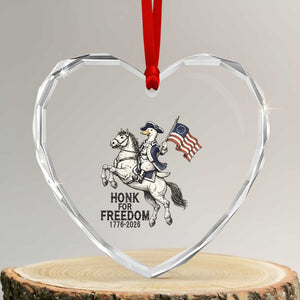 Funny Patriotic Goose Cowboy Heart Crystal Glass Ornament Honk For Freedom TS12 Transparent Glass 3'' Heart Print Your Wear