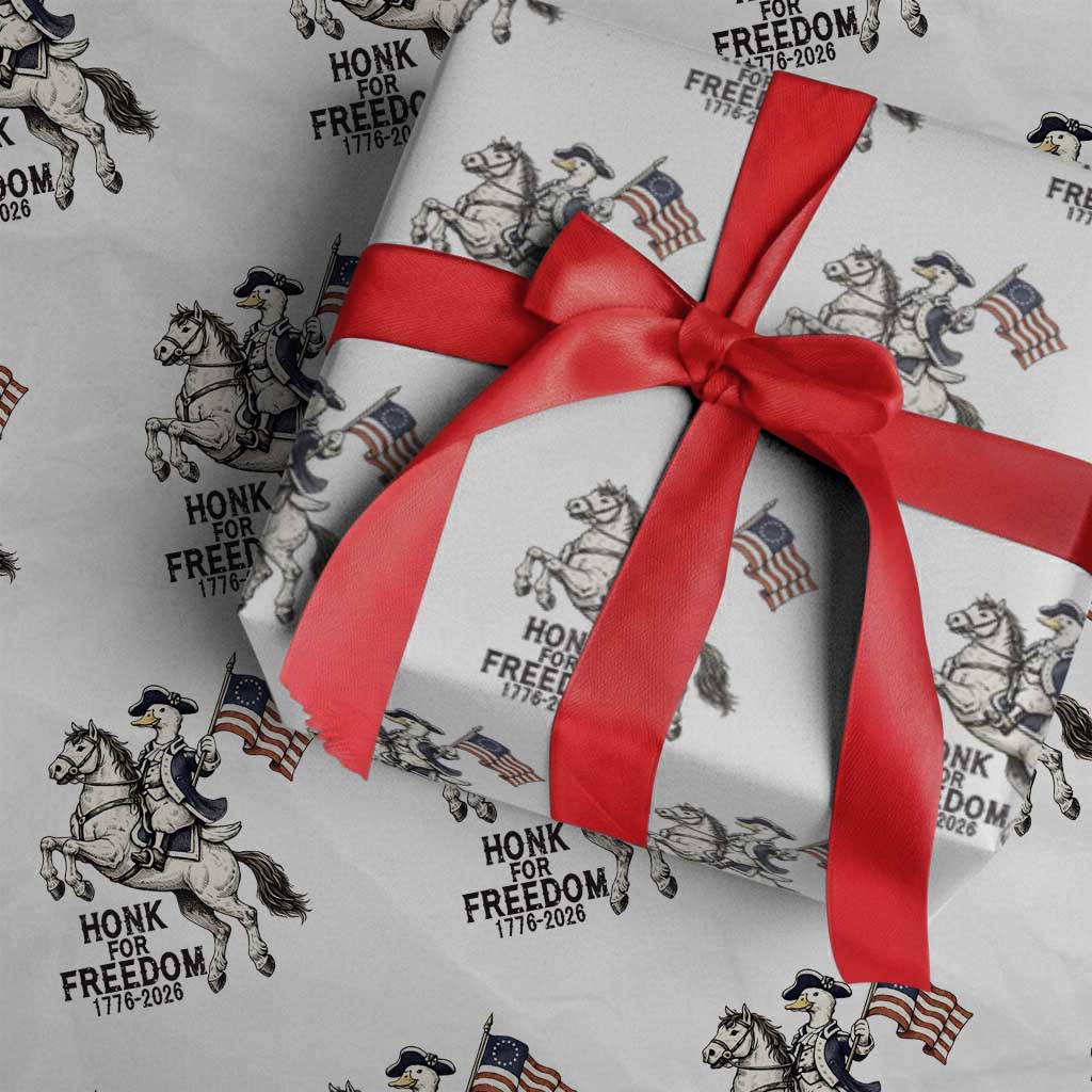 Funny Patriotic Goose Cowboy Wrapping Paper Roll Honk For Freedom TS12 White Print Your Wear