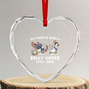 Funny Patriotic Goose Heart Crystal Glass Ornament 250 Years Of Being A Silly Goose TS12 Transparent Glass 3'' Heart Print Your Wear