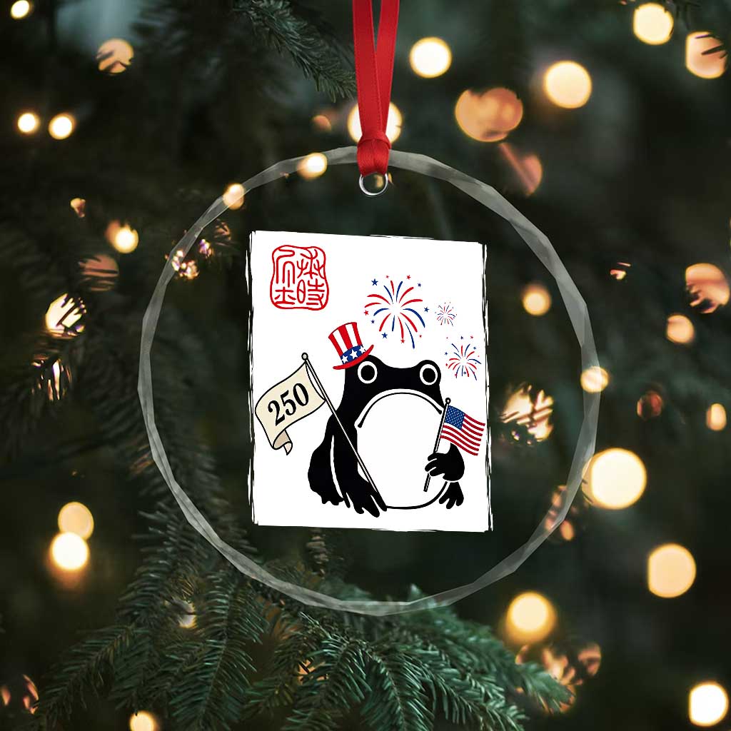 Funny Patriotic Grumpy Frog 250th Anniversary USA Crystal Glass Ornament TS12 Print Your Wear