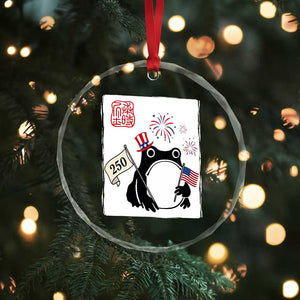 Funny Patriotic Grumpy Frog 250th Anniversary USA Crystal Glass Ornament TS12 Print Your Wear