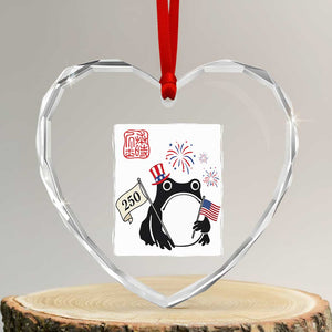 Funny Patriotic Grumpy Frog 250th Anniversary USA Heart Crystal Glass Ornament TS12 Transparent Glass 3'' Heart Print Your Wear