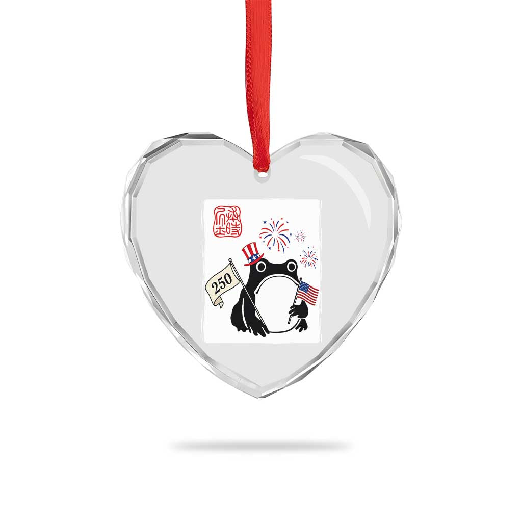 Funny Patriotic Grumpy Frog 250th Anniversary USA Heart Crystal Glass Ornament TS12 Print Your Wear