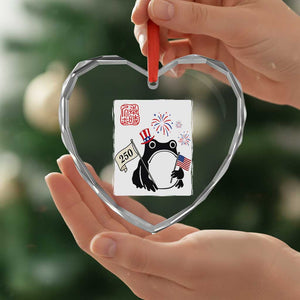 Funny Patriotic Grumpy Frog 250th Anniversary USA Heart Crystal Glass Ornament TS12 Print Your Wear