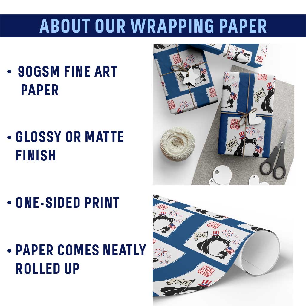 Funny Patriotic Grumpy Frog 250th Anniversary USA Wrapping Paper Roll TS12 Print Your Wear