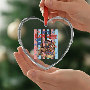 Funny Patriotic Highland Cow Heart Crystal Glass Ornament 4th Of July Fireworks Celebration