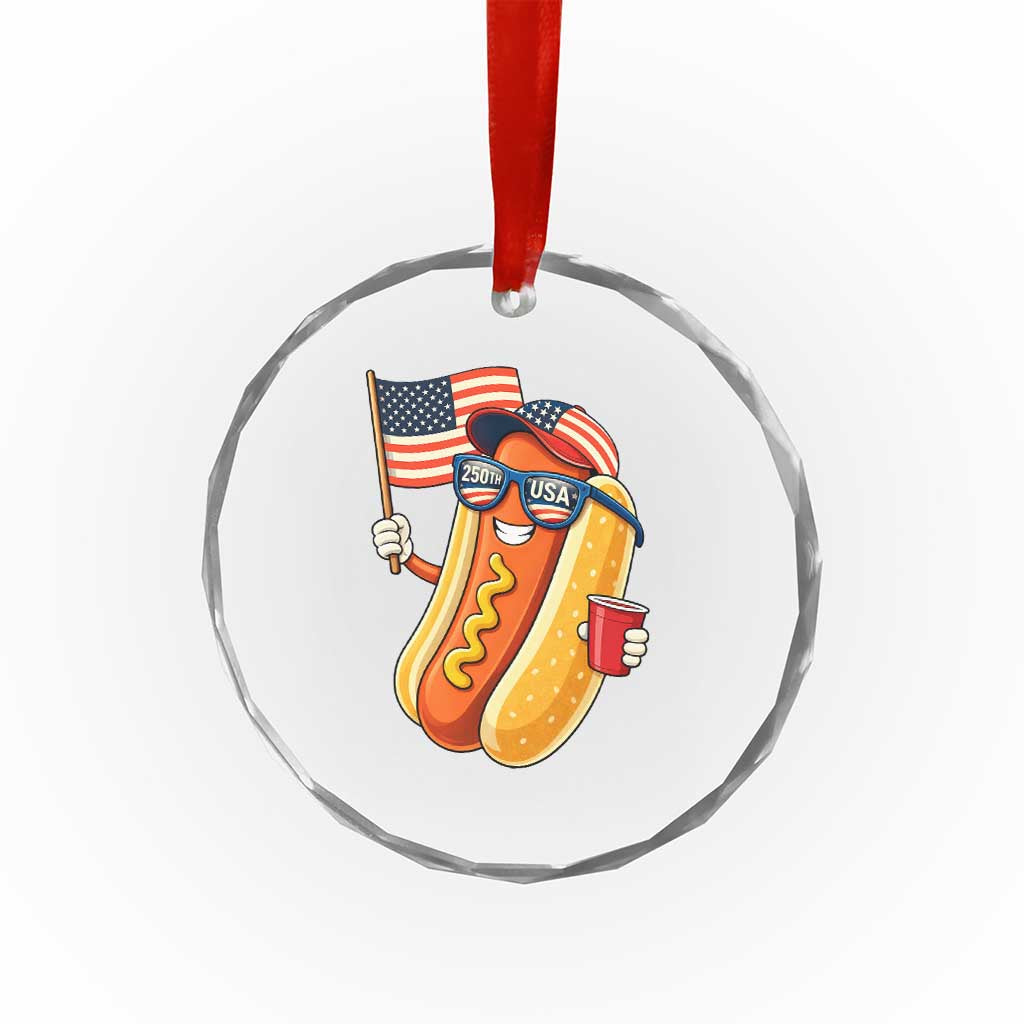 Funny Patriotic Hotdog Crystal Glass Ornament USA 250th Anniversary TS12 Print Your Wear