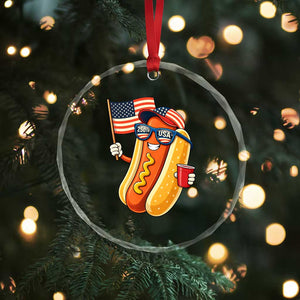 Funny Patriotic Hotdog Crystal Glass Ornament USA 250th Anniversary TS12 Print Your Wear