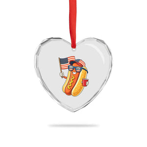 Funny Patriotic Hotdog Heart Crystal Glass Ornament USA 250th Anniversary TS12 Print Your Wear