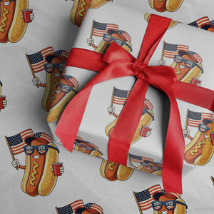 Funny Patriotic Hotdog Wrapping Paper Roll USA 250th Anniversary TS12 White Print Your Wear