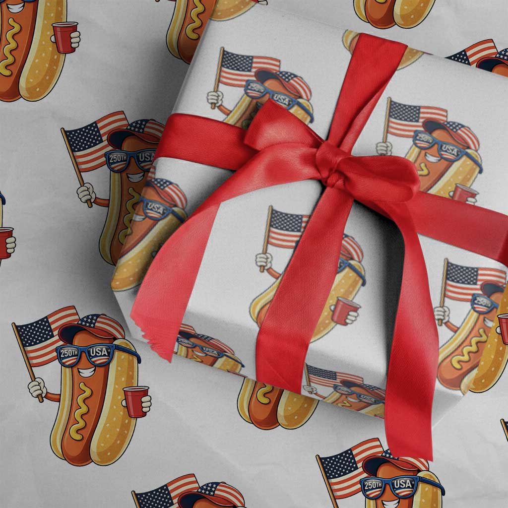 Funny Patriotic Hotdog Wrapping Paper Roll USA 250th Anniversary TS12 White Print Your Wear