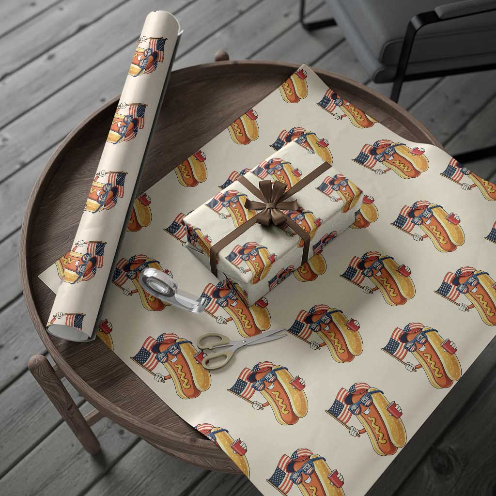 Funny Patriotic Hotdog Wrapping Paper Roll USA 250th Anniversary TS12 Beige Print Your Wear