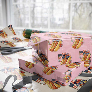 Funny Patriotic Hotdog Wrapping Paper Roll USA 250th Anniversary TS12 Light Pink Print Your Wear