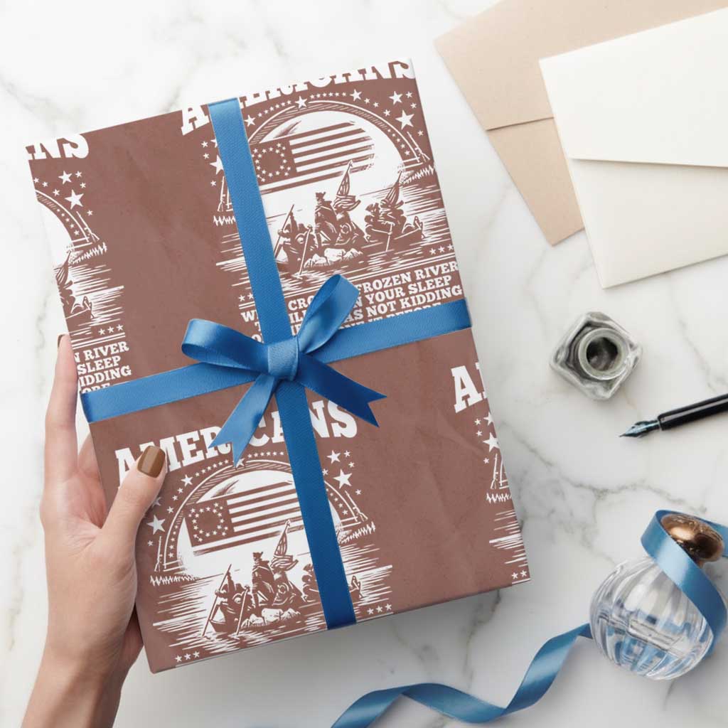 Funny Patriotic Military History Wrapping Paper Roll Americans Crossing A Frozen River To Kill You In Your Sleep On Christmas