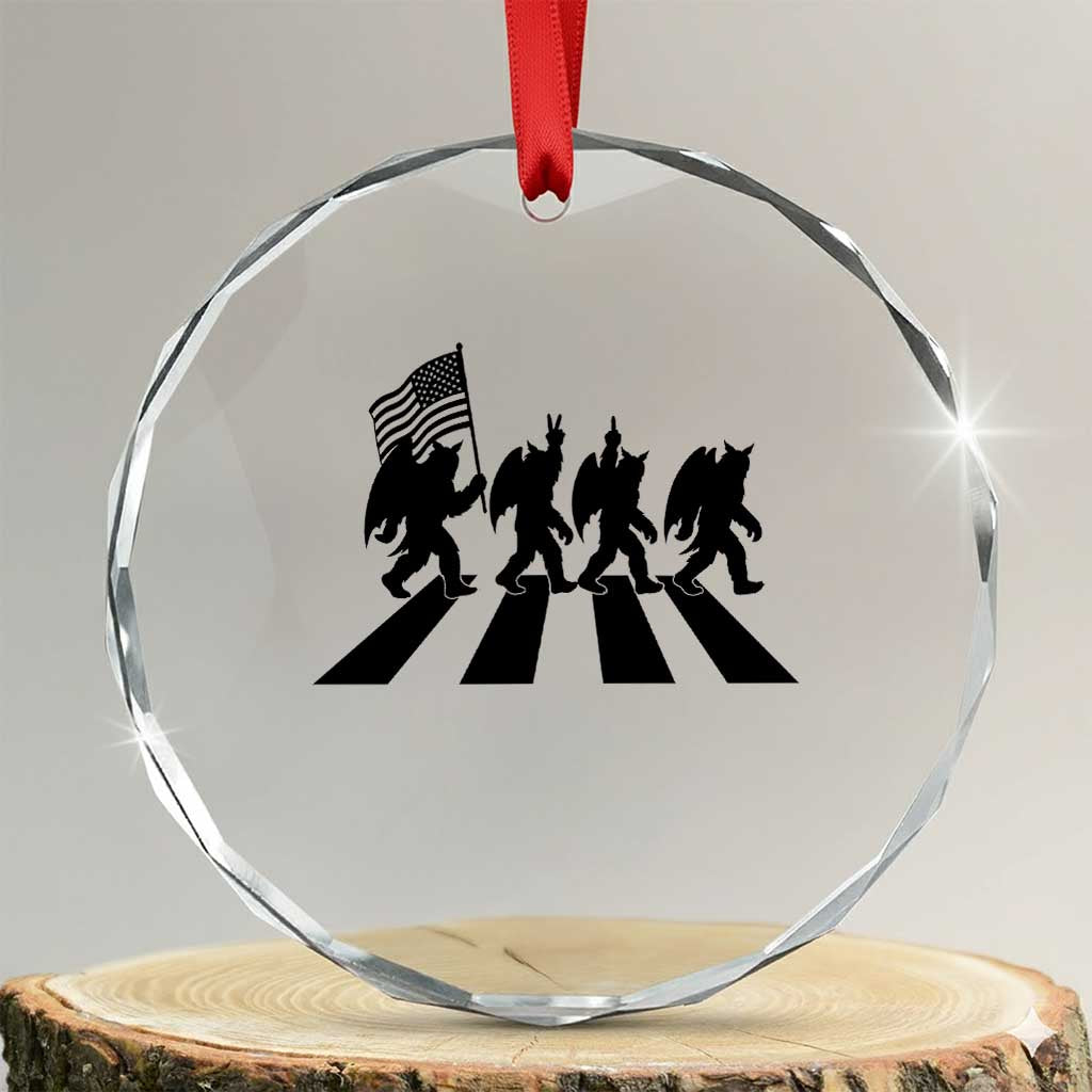 Funny Patriotic Mothman Crystal Glass Ornament Cryptid Lover Gift TS12 Transparent Glass 3'' Circle Print Your Wear
