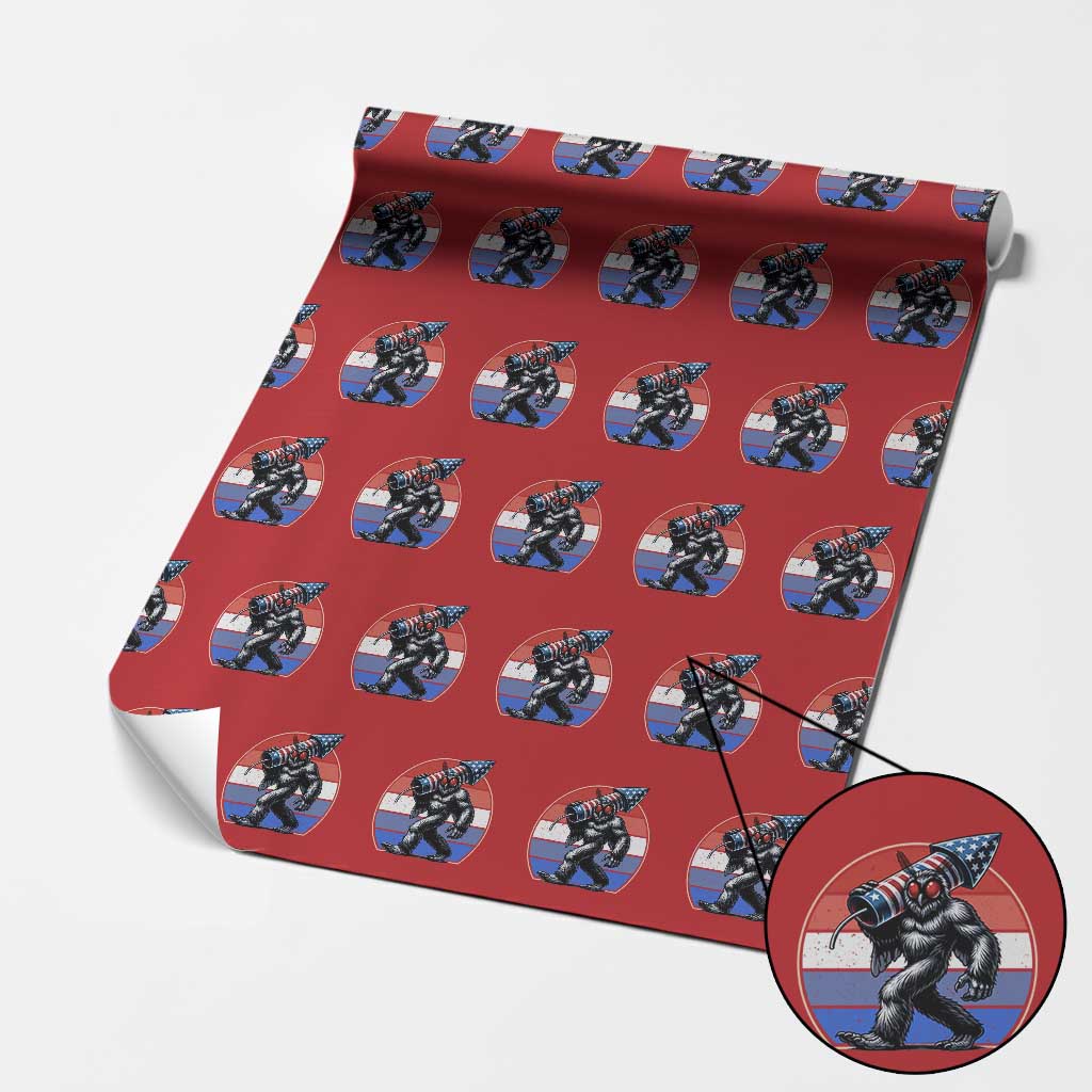 Funny Patriotic Mothman Wrapping Paper Roll West Virginia Cryptid Lover Gift TS12 Red Print Your Wear