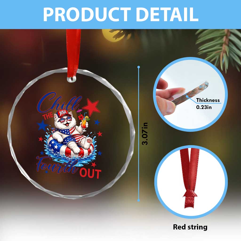 Funny Patriotic Persian Cat Crystal Glass Ornament Chill The Fourth Out TS12 Print Your Wear