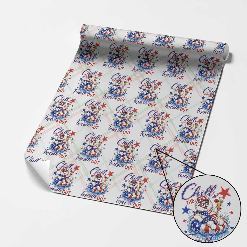 Funny Patriotic Persian Cat Wrapping Paper Roll Chill The Fourth Out TS12 Christmas Plaid Print Your Wear