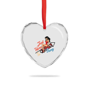 Funny Patriotic Pin Up Girl Firework USA Gift Heart Crystal Glass Ornament Just Here To Bang