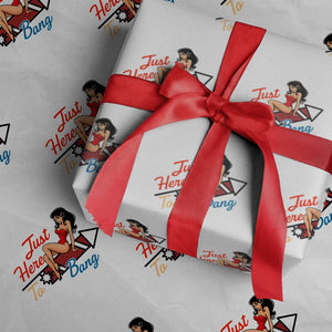 Funny Patriotic Pin Up Girl Firework USA Gift Wrapping Paper Roll Just Here To Bang