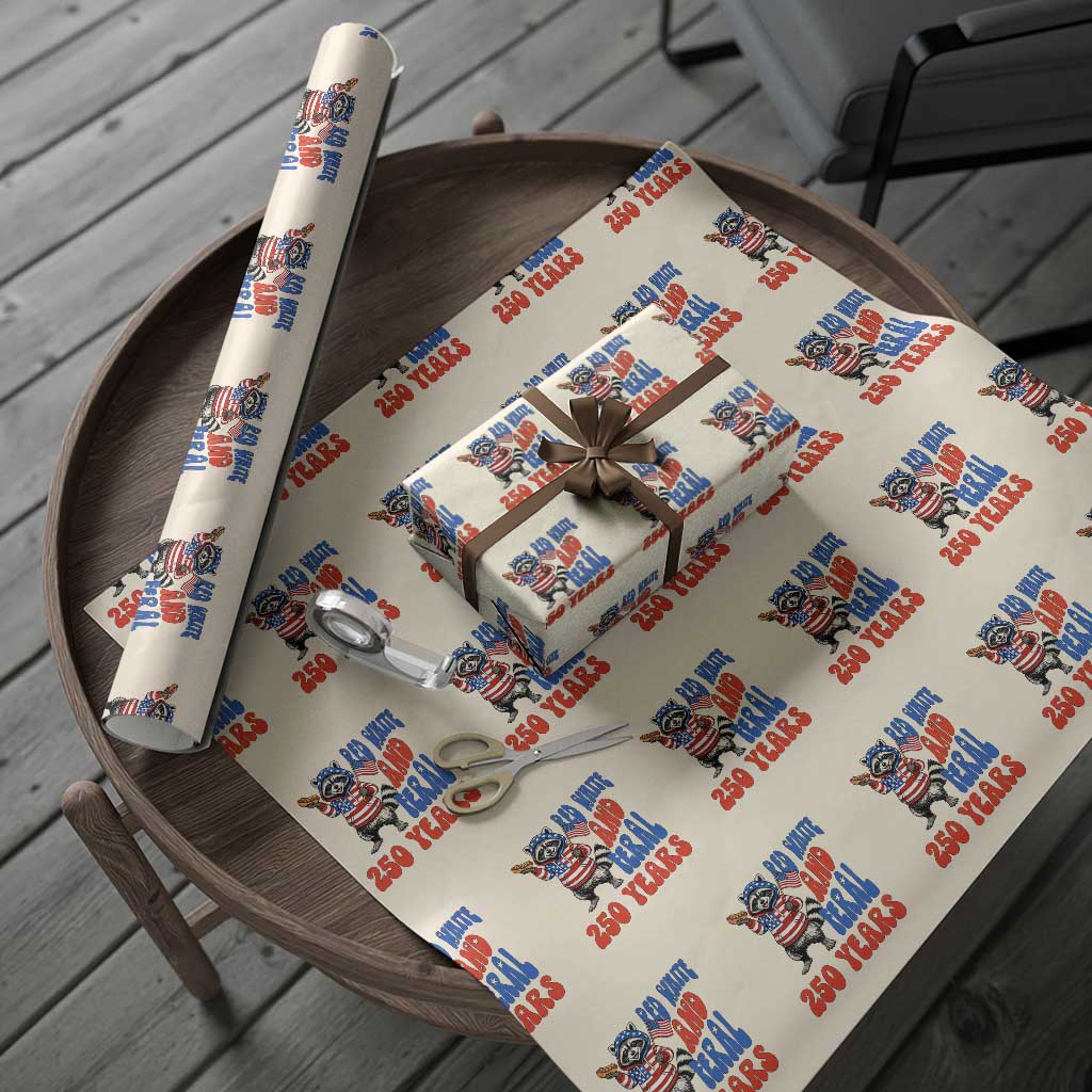 Funny Patriotic Raccoon Wrapping Paper Roll Red White And Feral 250 Years TS12 Beige Print Your Wear