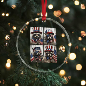 Funny Patriotic Raccoon Selfie Crystal Glass Ornament USA Flag Red White And Blue Graphic TS12 Print Your Wear