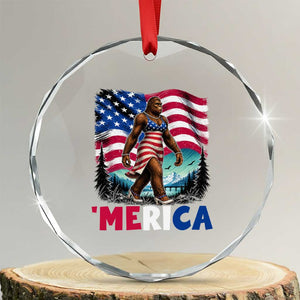 Funny Patriotic Sexy Bigfoot Crystal Glass Ornament Merica USA 250th Anniversary TS12 Transparent Glass 3'' Circle Print Your Wear
