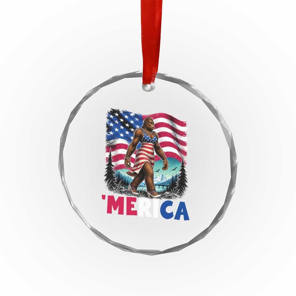 Funny Patriotic Sexy Bigfoot Crystal Glass Ornament Merica USA 250th Anniversary TS12 Print Your Wear