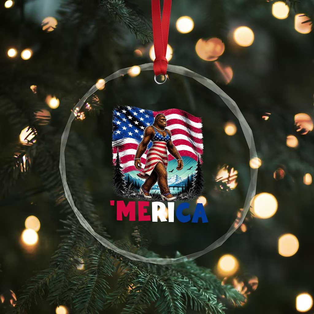 Funny Patriotic Sexy Bigfoot Crystal Glass Ornament Merica USA 250th Anniversary TS12 Print Your Wear