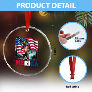 Funny Patriotic Sexy Bigfoot Crystal Glass Ornament Merica USA 250th Anniversary TS12 Print Your Wear