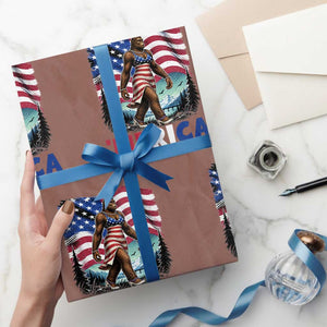 Funny Patriotic Sexy Bigfoot Wrapping Paper Roll Merica USA 250th Anniversary TS12 Mocha Print Your Wear