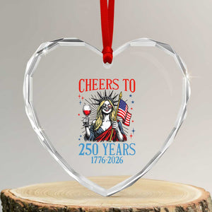 Funny Patriotic Statue Of Liberty Heart Crystal Glass Ornament Cheers To 250 Years TS12 Transparent Glass 3'' Heart Print Your Wear