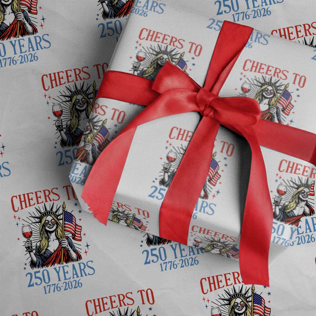 Funny Patriotic Statue Of Liberty Wrapping Paper Roll Cheers To 250 Years TS12 White Print Your Wear