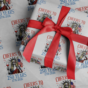 Funny Patriotic Statue Of Liberty Wrapping Paper Roll Cheers To 250 Years TS12 White Print Your Wear