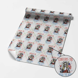Funny Patriotic Statue Of Liberty Wrapping Paper Roll Cheers To 250 Years TS12 Christmas Plaid Print Your Wear