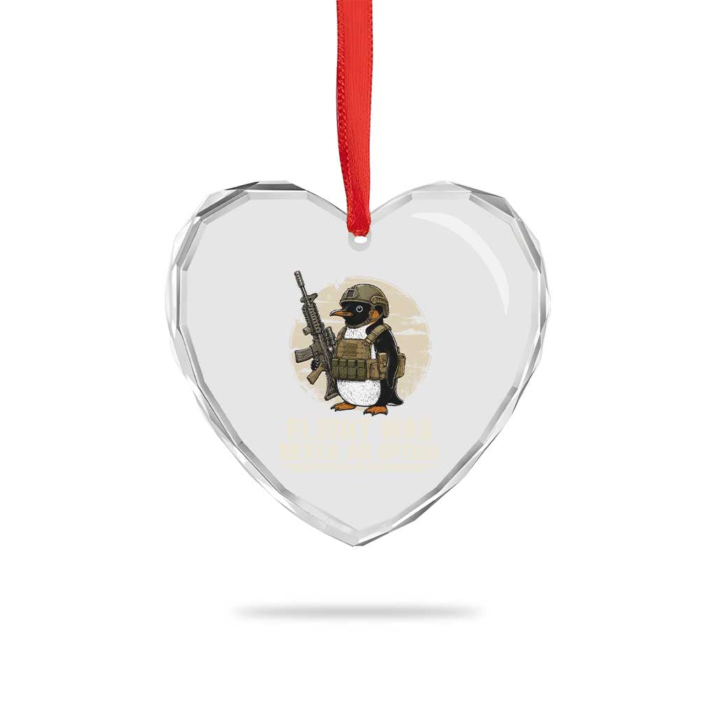 Funny Penguin Flight Was Never An Option Heart Crystal Glass Ornament Tactical Penguin Gun Lover TS11 Print Your Wear