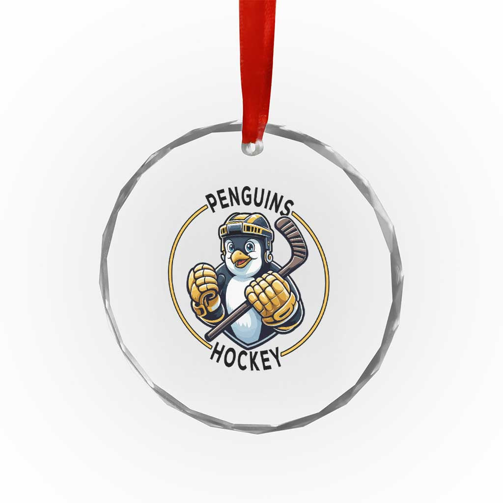 Funny Penguin Hockey Player Crystal Glass Ornament Gift For Animal Lovers TS12 Print Your Wear