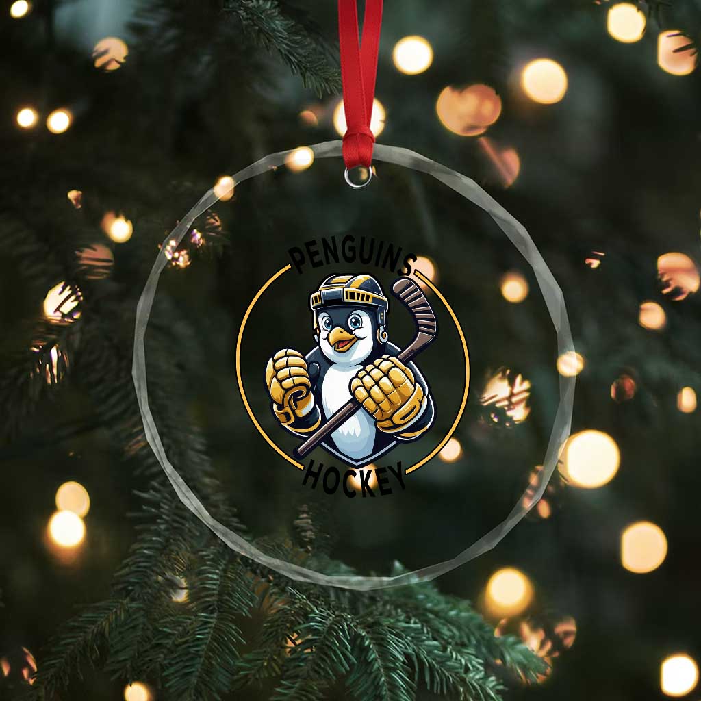 Funny Penguin Hockey Player Crystal Glass Ornament Gift For Animal Lovers TS12 Print Your Wear
