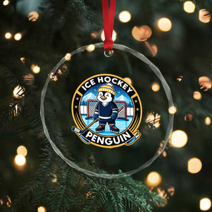 Funny Penguin Hockey Player Crystal Glass Ornament Sports Fan Gift TS12 Print Your Wear