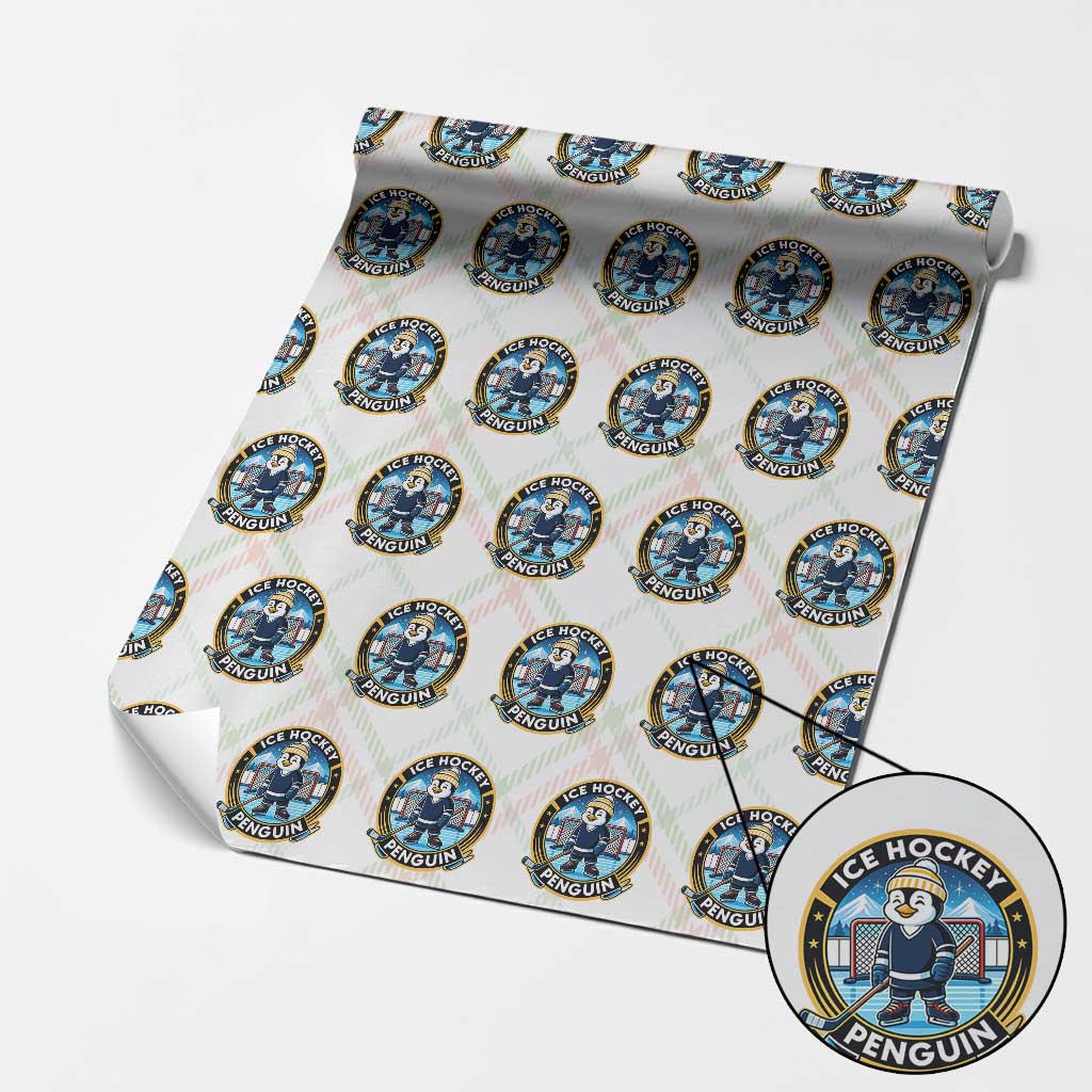 Funny Penguin Hockey Player Wrapping Paper Roll Sports Fan Gift TS12 Christmas Plaid Print Your Wear