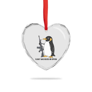 Funny Penguin Lover Gift Heart Crystal Glass Ornament Flight Was Never An Option