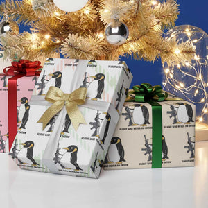 Funny Penguin Lover Gift Wrapping Paper Roll Flight Was Never An Option