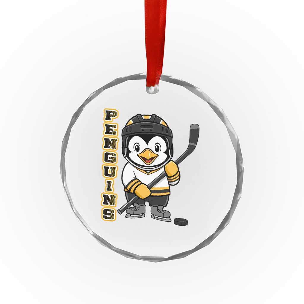 Funny Penguin Playing Ice Hockey Crystal Glass Ornament Gift For Kids TS12 Print Your Wear