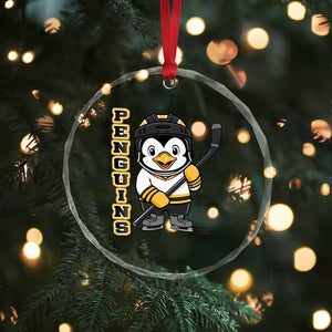 Funny Penguin Playing Ice Hockey Crystal Glass Ornament Gift For Kids TS12 Print Your Wear