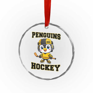 Funny Penguin Playing Ice Hockey Crystal Glass Ornament Winter Sports Gift TS12 Print Your Wear