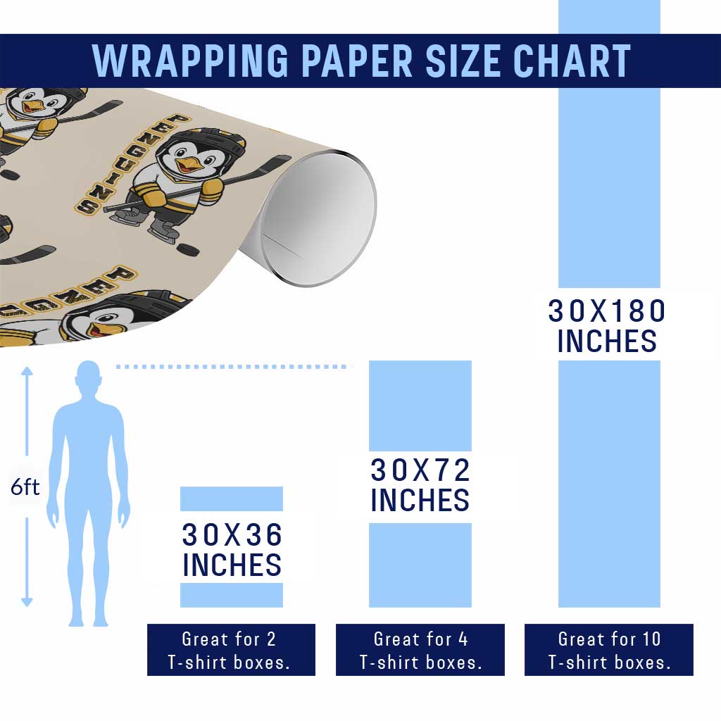Funny Penguin Playing Ice Hockey Wrapping Paper Roll Gift For Kids TS12 Print Your Wear